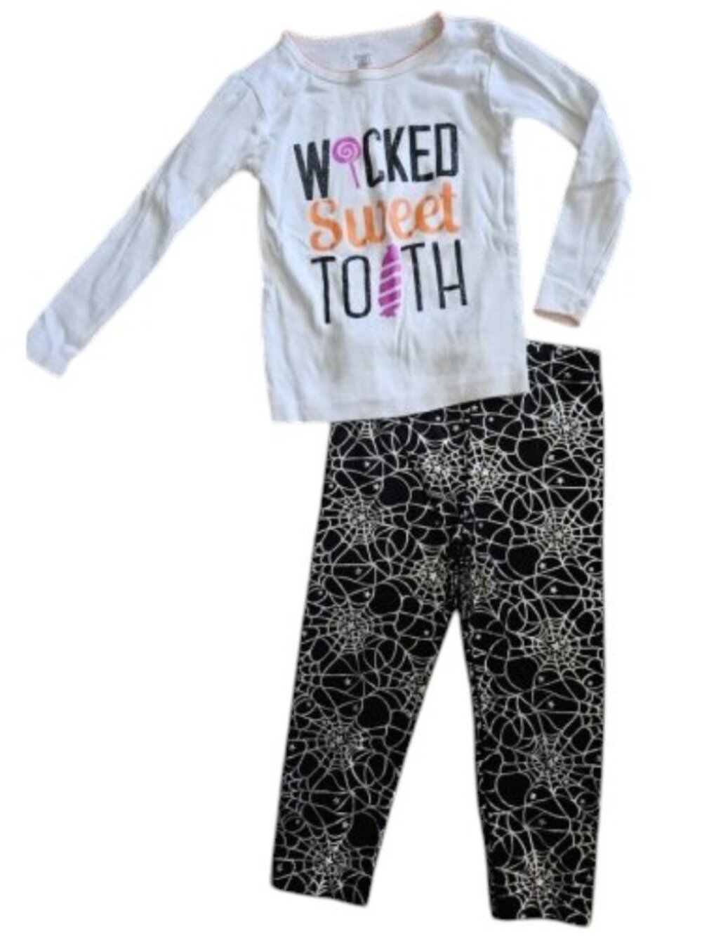 CARTER’S Long Sleeved HALLOWEEN Top with Black Spiderweb Leggings 3T